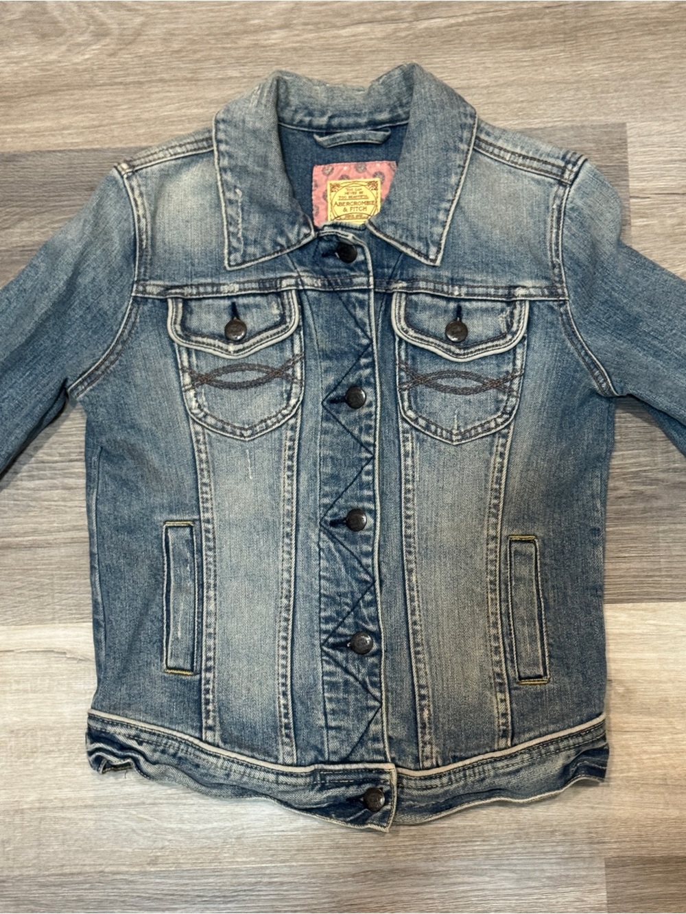 Vintage Y2K Women’s Abercrombie & Fitch Faded Blue Denim Jacket